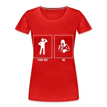 Dein Vater - Ich - Boxen Halbkörper - Frauen Premium Bio T-Shirt - Rot - Vorne - Mia (176cm)