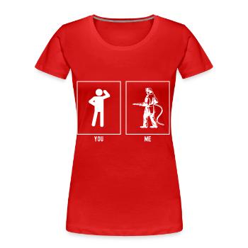 Du - Ich - Feuerwehr - Frauen Premium Bio T-Shirt - Rot - Vorne - Mia (176cm)