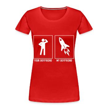Votre ami - Mon ami - Astronomy Rocket - T-shirt bio Premium Femme - rouge - Devant - Mia (176cm)
