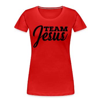 Team Jesus Christian Jesus - Women's Premium Organic T-Shirt - red - Front - Mia (176cm)