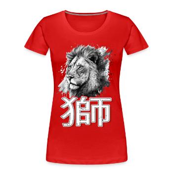 Lion Chinese Characters Drawn Art - Women's Premium Organic T-Shirt - red - Front - Mia (176cm)