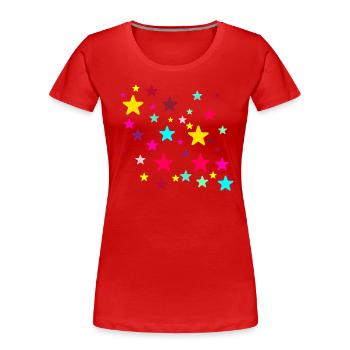 Sterne,stern, bunte Sterne - Frauen Premium Bio T-Shirt - Rot - Vorne - Mia (176cm)