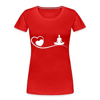 Heart and Yoga - (yo) - Women's Premium Organic T-Shirt - red - Front - Mia (176cm)