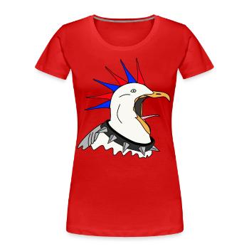 Mouette punk - T-shirt bio Premium Femme - rouge - Devant - Mia (176cm)