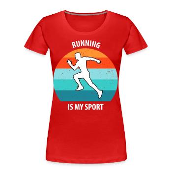 Floorball, Floorball, Hockey sur gazon, Hockey en salle - T-shirt bio Premium Femme - rouge - Devant - Mia (176cm)