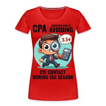 CPA : Number Ninja Esquivant le contact visuel Comptable - T-shirt bio Premium Femme - rouge - Devant - Mia (176cm)