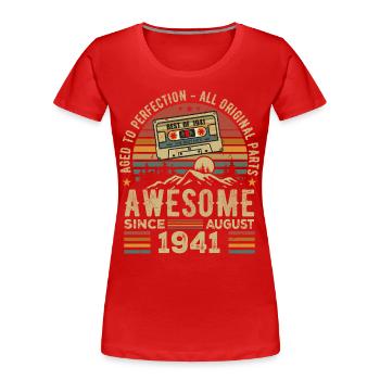 Né en Août 1941 Cadeau Anniversaire Août 1941 Août - T-shirt bio Premium Femme - rouge - Devant - Mia (176cm)