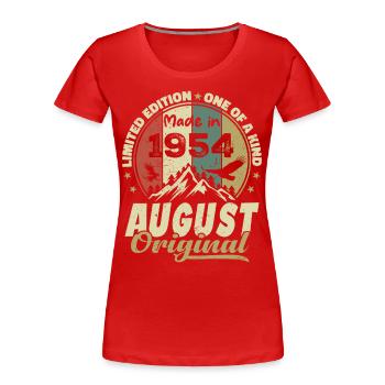 August 1954 Vintage 1954 August Birthday Gift - Women's Premium Organic T-Shirt - red - Front - Mia (176cm)