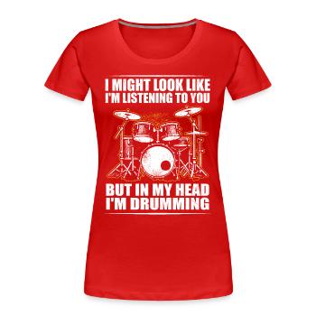 Batteur Drummer Drums Drumsticks Drumming - T-shirt bio Premium Femme - rouge - Devant - Mia (176cm)