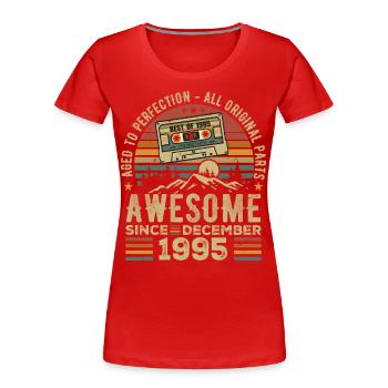 Birthday December 1995 | December 1995 Gift - Women's Premium Organic T-Shirt - red - Front - Mia (176cm)