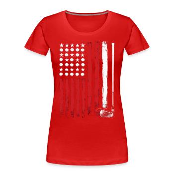 Amerikanische Flagge Golf Golfer Lustiger Golf Club Golfen - Frauen Premium Bio T-Shirt - Rot - Vorne - Mia (176cm)
