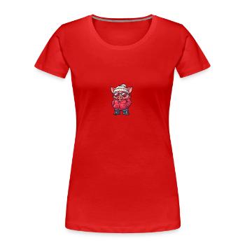 Schwein Winter Wildschwein - Frauen Premium Bio T-Shirt - Rot - Vorne - Mia (176cm)