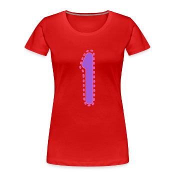1. 1 AN. 1er ANNIVERSAIRE. ANNIVERSAIRE 1 AN - T-shirt bio Premium Femme - rouge - Devant - Mia (176cm)
