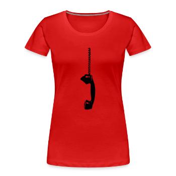 Vintage phone talk auditeurs de téléphone rétro appel antique - T-shirt bio Premium Femme - rouge - Devant - Mia (176cm)