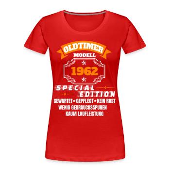 Oldtimer Modell 1962 - Frauen Premium Bio T-Shirt - Rot - Vorne - Mia (176cm)