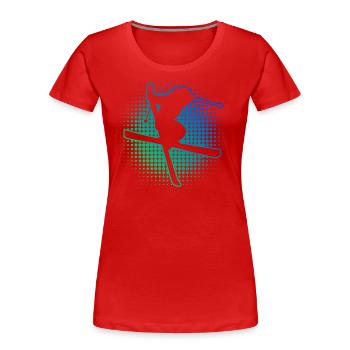 Herren Damen Freestyle Ski Slopestyle Ski Jumping - Frauen Premium Bio T-Shirt - Rot - Vorne - Mia (176cm)
