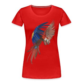 flying macaw parrot macaw - Women's Premium Organic T-Shirt - red - Front - Mia (176cm)
