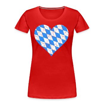 Bayern Herz Retro Look Vintage - Frauen Premium Bio T-Shirt - Rot - Vorne - Mia (176cm)