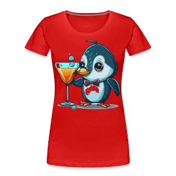 Ausgefallener Pinguin - Frauen Premium Bio T-Shirt - Rot - Vorne - Mia (176cm)
