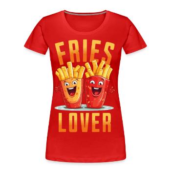Pommes Liebe Fries Lover Fritten Frites Gesicht - Frauen Premium Bio T-Shirt - Rot - Vorne - Mia (176cm)