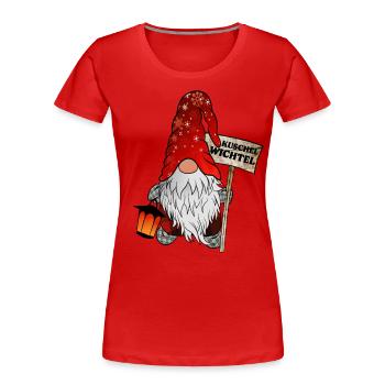 Kuschel Wichtel Weihnachts Gnom - Frauen Premium Bio T-Shirt - Rot - Vorne - Mia (176cm)