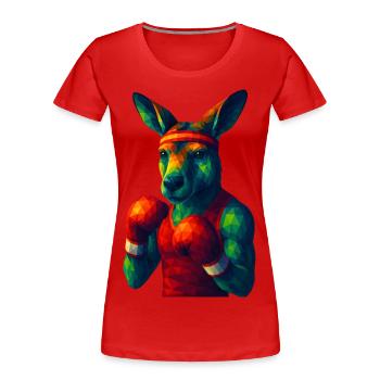 WPAP Style Animals - Kangaroo Boxer in Pose - Women's Premium Organic T-Shirt - red - Front - Mia (176cm)