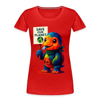 WPAP Polygon Kawaii Style Animaux Bébé Tortue - T-shirt bio Premium Femme - rouge - Devant - Mia (176cm)