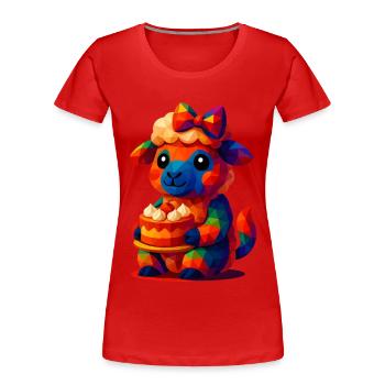 WPAP Polygon Kawaii Stil Tiere Baby Schaf (Lamm) - Frauen Premium Bio T-Shirt - Rot - Vorne - Mia (176cm)