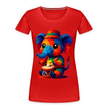 WPAP Polygon Kawaii Animal Style Baby Elephant Drum - Women's Premium Organic T-Shirt - red - Front - Mia (176cm)