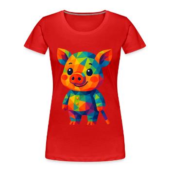 WPAP Polygon Kawaii Style Animals Baby Pig - Women's Premium Organic T-Shirt - red - Front - Mia (176cm)