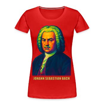 WPAP Polygon Porträt Johann Sebastian Bach - Frauen Premium Bio T-Shirt - Rot - Vorne - Mia (176cm)