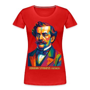 WPAP Polygon Portrait Johann Strauss (Vater) - Frauen Premium Bio T-Shirt - Rot - Vorne - Mia (176cm)