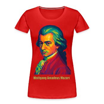 WPAP Polygon Porträt Wolfgang Amadeus Mozart - Frauen Premium Bio T-Shirt - Rot - Vorne - Mia (176cm)