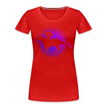 Dressage Cavalier Sport Equestre Equitation - T-shirt bio Premium Femme - rouge - Devant - Mia (176cm)