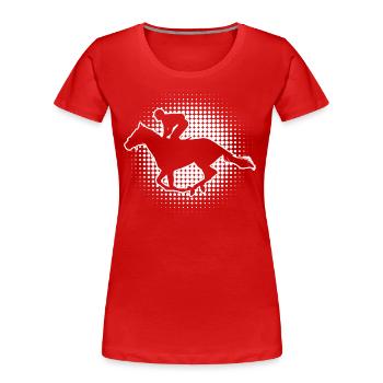 Cavaliers de saut d’obstacles Femmes Sports équestres Chasse - T-shirt bio Premium Femme - rouge - Devant - Mia (176cm)