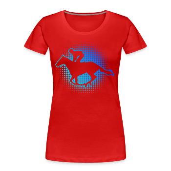 Cavaliers de course équestre Cavaliers De chasse hommes Équitation - T-shirt bio Premium Femme - rouge - Devant - Mia (176cm)