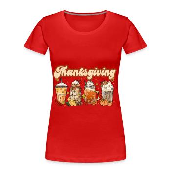 Thanksgiving - Frauen Premium Bio T-Shirt - Rot - Vorne - Mia (176cm)