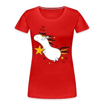 Licorne d’Allemagne - T-shirt bio Premium Femme - rouge - Devant - Mia (176cm)