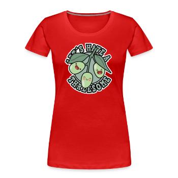 Lass uns einen Dreier mit Oliven Früchten machen - Frauen Premium Bio T-Shirt - Rot - Vorne - Mia (176cm)