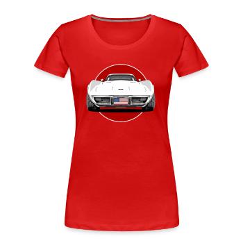 Echtes amerikanisches Muscle-Car - Frauen Premium Bio T-Shirt - Rot - Vorne - Mia (176cm)