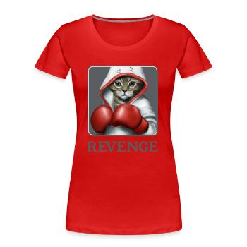 Revenge. The cute boxing cat. Feline - Women's Premium Organic T-Shirt - red - Front - Mia (176cm)