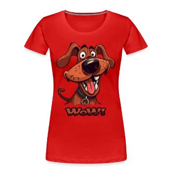 Wau Wow lustiger Cartoon Hund - Frauen Premium Bio T-Shirt - Rot - Vorne - Mia (176cm)
