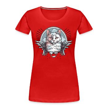 white cat with wings - Women's Premium Organic T-Shirt - red - Front - Mia (176cm)