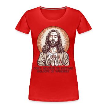 Messias Jesus Guru Typ: Fiktion Spruch - Frauen Premium Bio T-Shirt - Rot - Vorne - Mia (176cm)