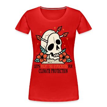 Skull and roses for environmental protection Climate protection - Women's Premium Organic T-Shirt - red - Front - Mia (176cm)