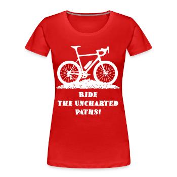 Unbekannte Wege – Gravel Bike - Frauen Premium Bio T-Shirt - Rot - Vorne - Mia (176cm)