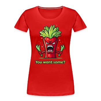Légumes rouges en colère - T-shirt bio Premium Femme - rouge - Devant - Mia (176cm)