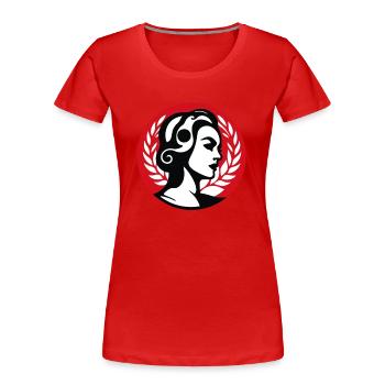 Emblème de la femme sociale - T-shirt bio Premium Femme - rouge - Devant - Mia (176cm)