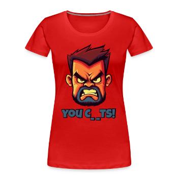 Wütendes Gesicht Metzger Lustige Beleidigung - Frauen Premium Bio T-Shirt - Rot - Vorne - Mia (176cm)