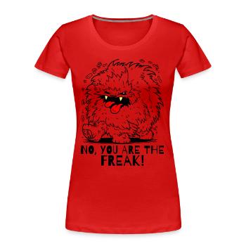 Chien monstre fou et funky - T-shirt bio Premium Femme - rouge - Devant - Mia (176cm)